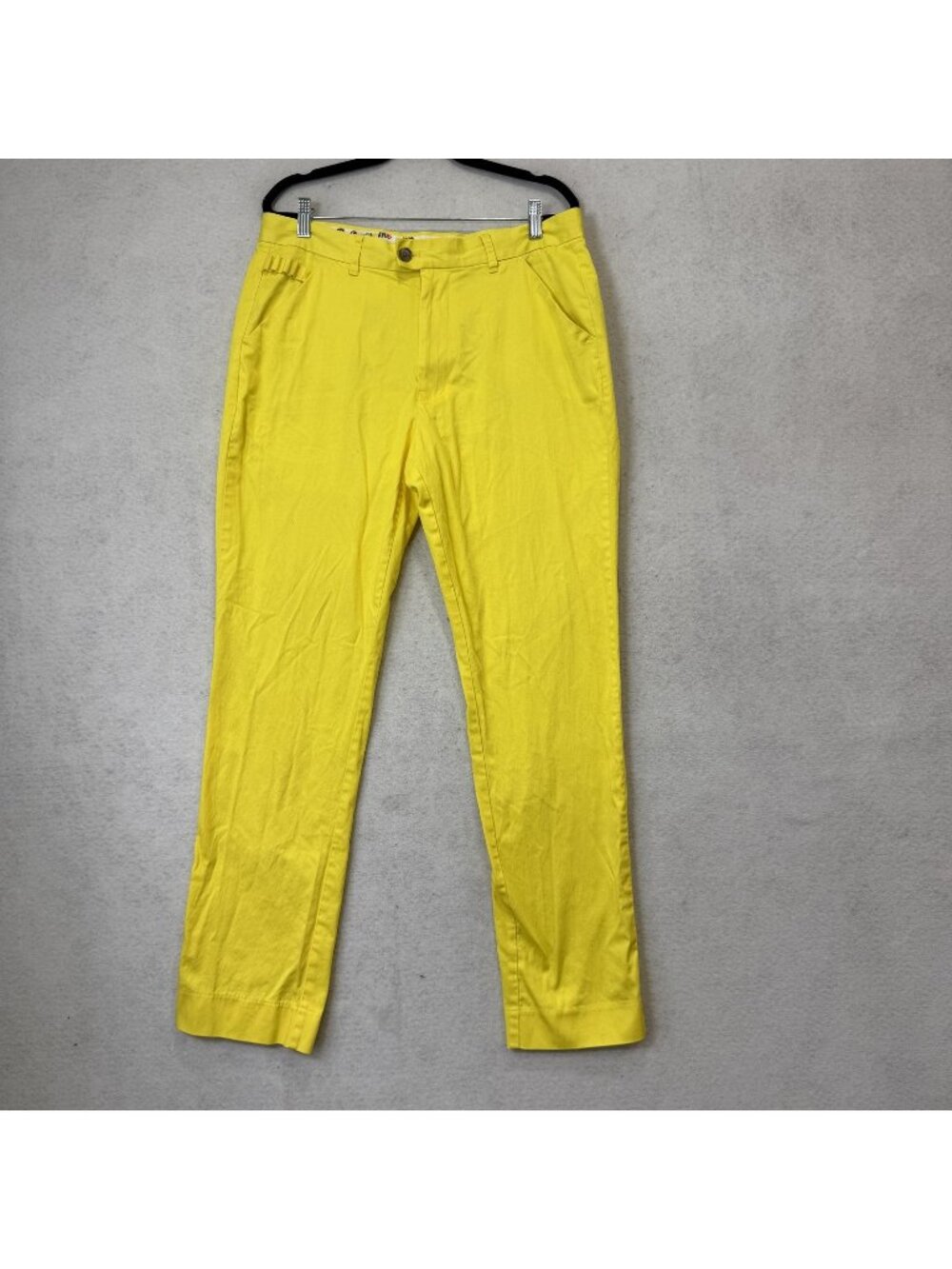 Royal & Awesome Pants Mens 34x32 Yellow Chino Golf Stretch Canvas Fun Pockets